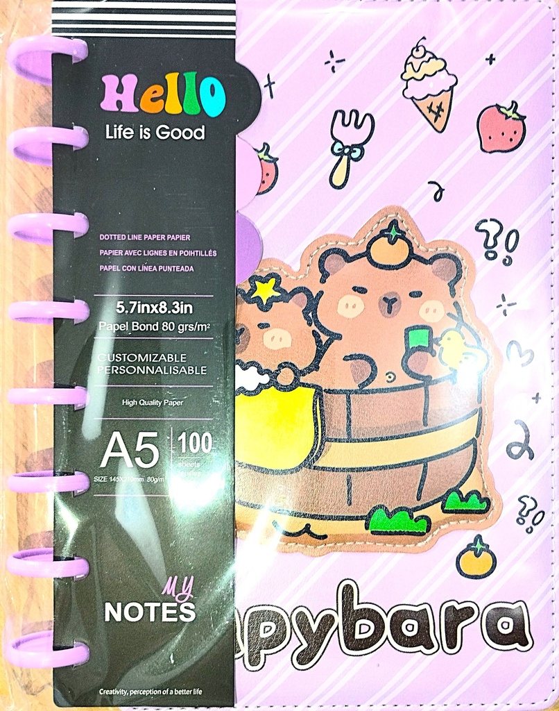 CUADERNO ARGOLLA GRANDE CAPIBARA A5PMG005