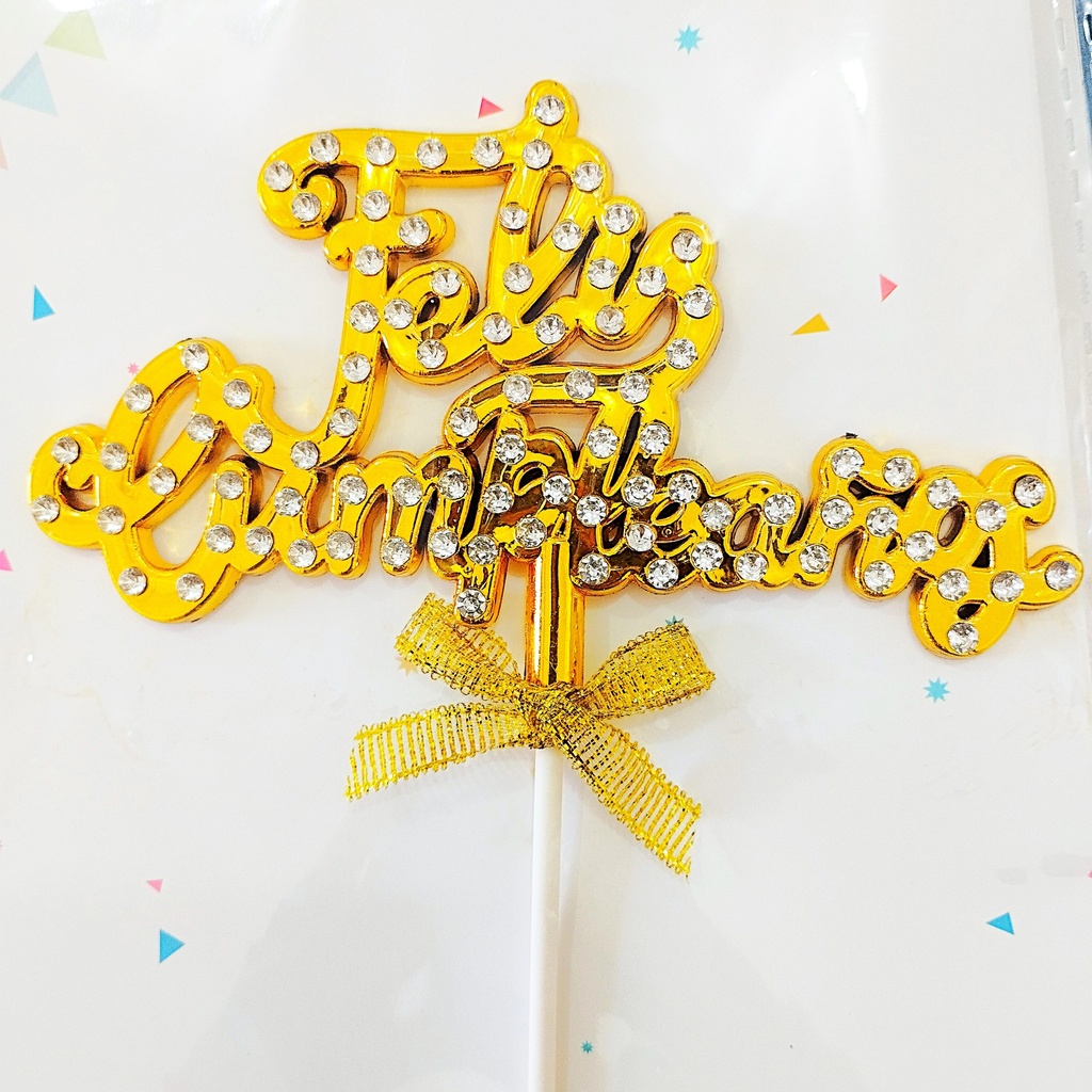 TOPPER PASTEL CUMPLEAÑOS DORADO