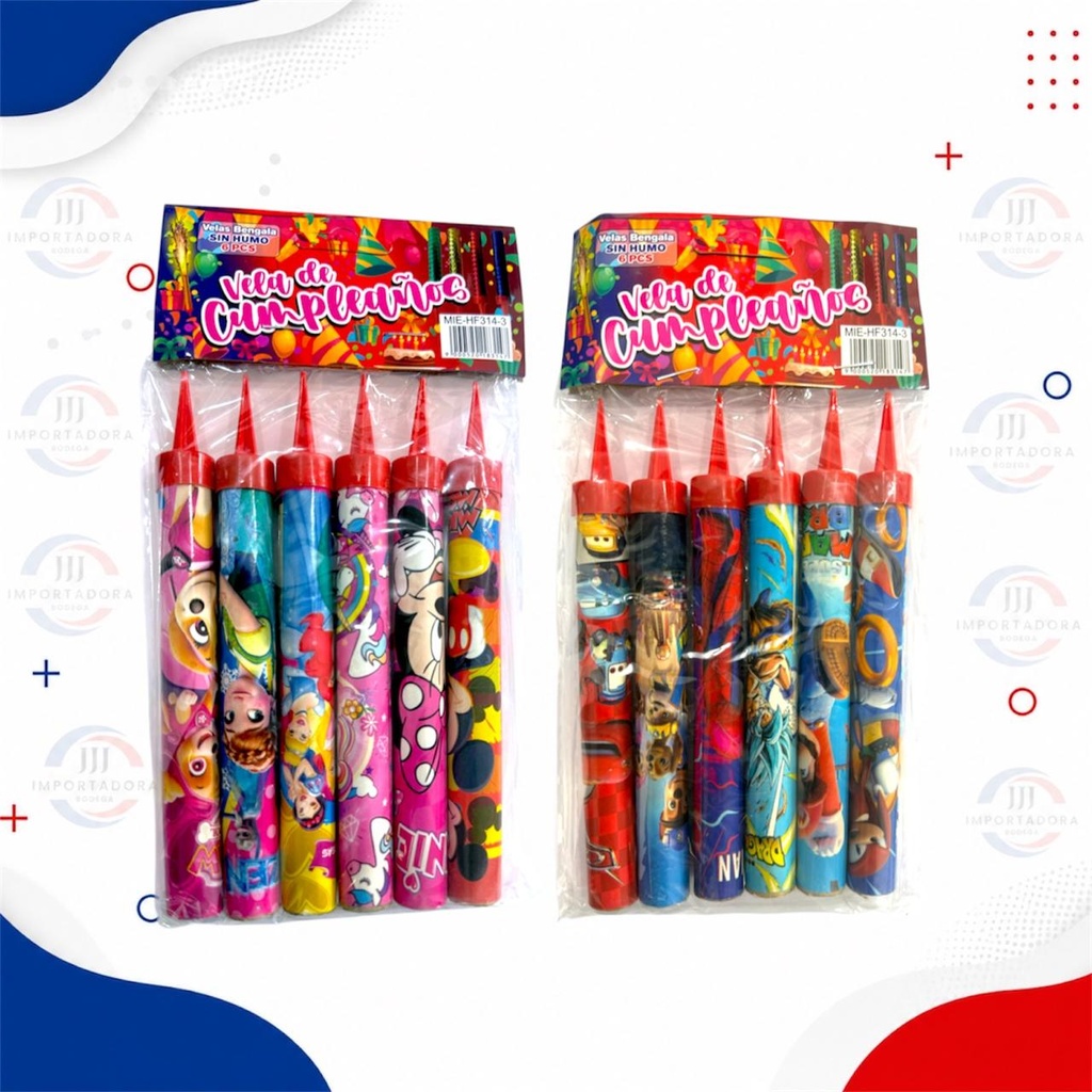 VELA VOLCAN ESTAMPADA X 6 UND 30SEG 