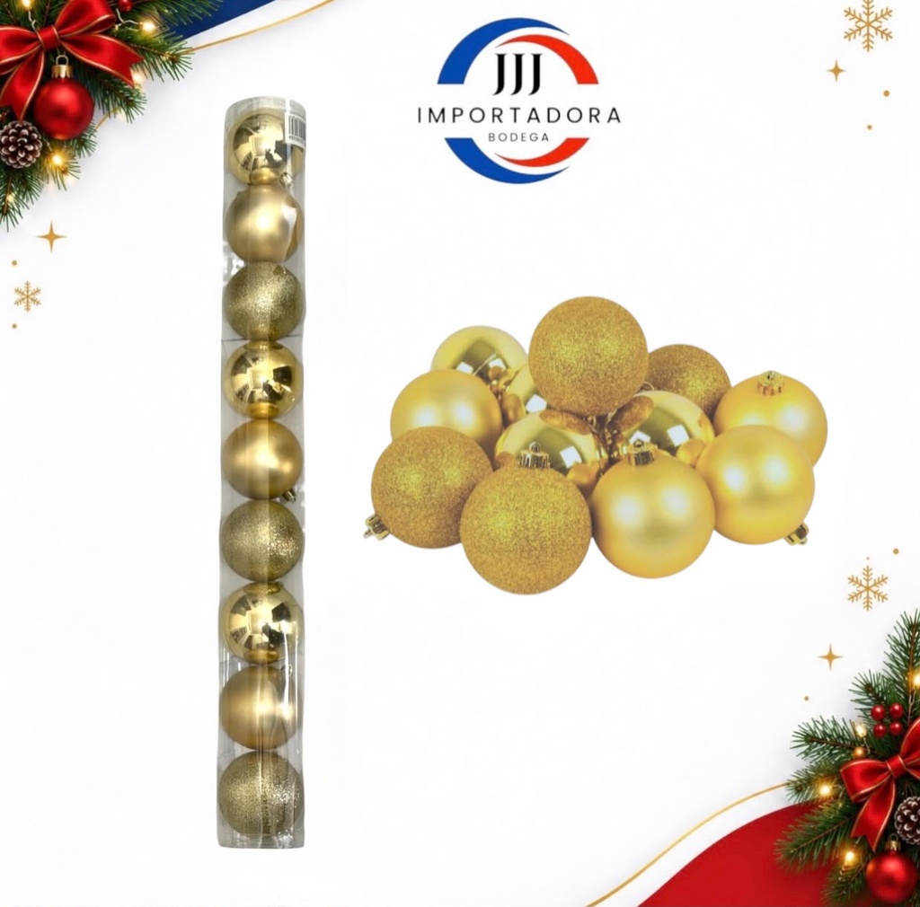 BOLA NAVIDAD 8CM X 9PCS DORADA 