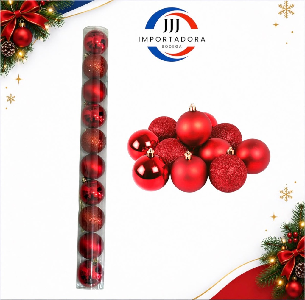 BOLA NAVIDAD 6CM X 10PCS ROJA 