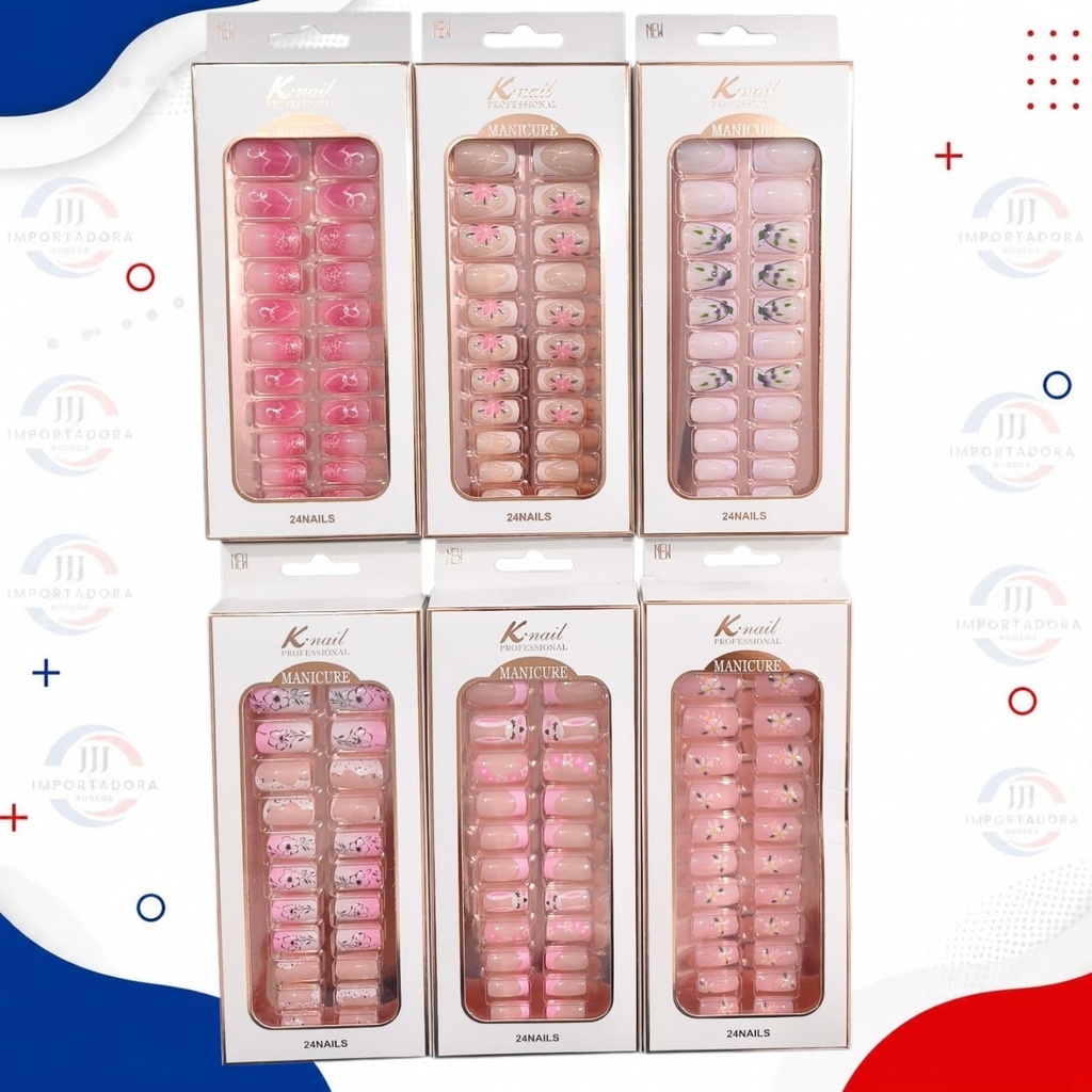 K-NAIL UÑAS CUADRADA CORTA DECORADAS CAJA X24und 
