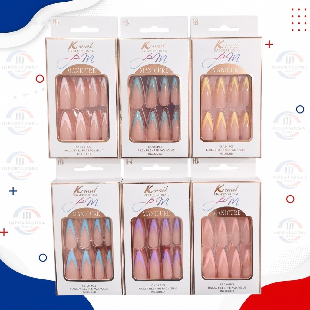 K-NAIL UÑAS STILETTO FRANCES EN V CAJA X12und