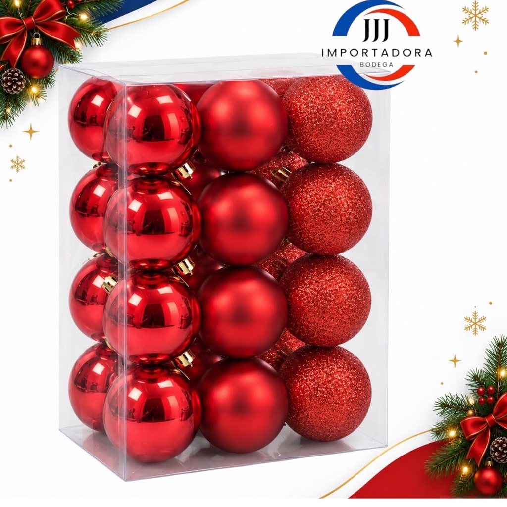 BOLA NAVIDAD 6CMX 24PCS ROJO