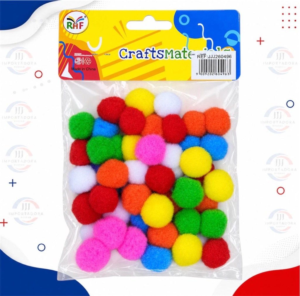 POMPOM PEQUEÑO COLOR FUERTE 2cm X50und