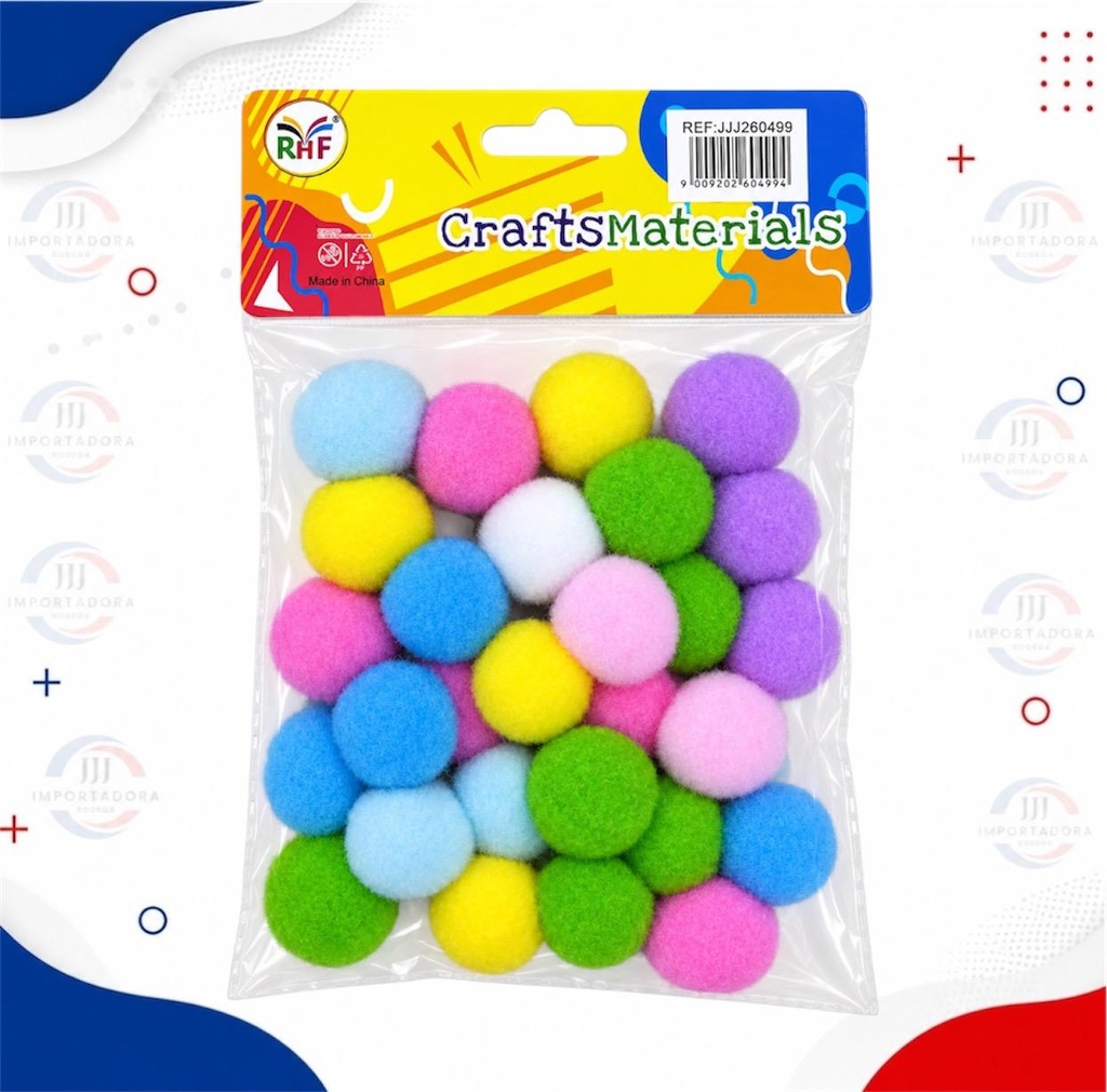 POMPOM GRANDE COLOR PASTEL 2.5cm X30und