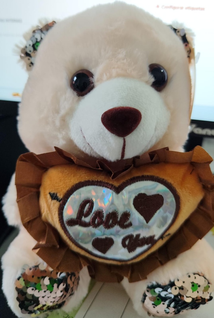PELUCHE OSO LENTEJUELAS LOVE YOU 