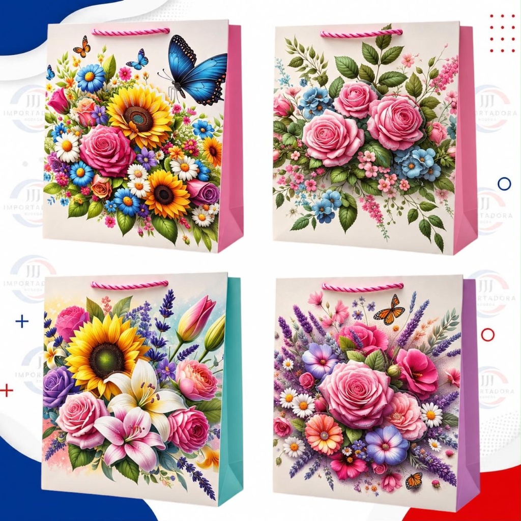 BOLSA DE REGALO 3D T.S 23*18*10CM FLORES