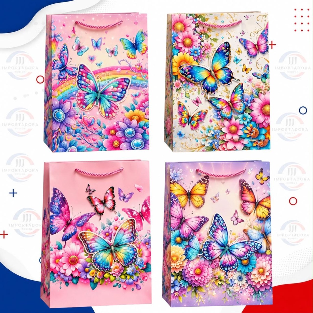 BOLSA DE REGALO 3D T.L  40*30*12CM MARIPOSAS