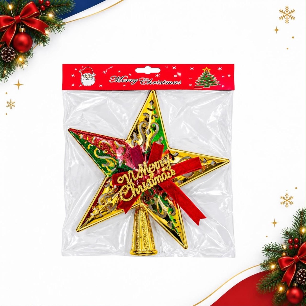 DECORACION NAVIDAD ESTRELLA DOBLE CARA 19*20CM 