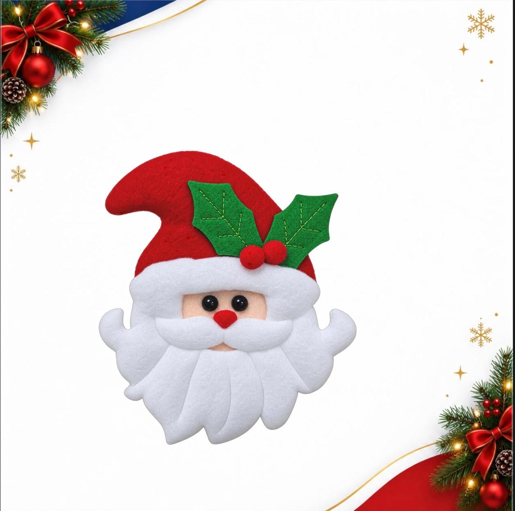 DECORACION NAVIDEÑA CARA PAPA NOEL HOJITA 6*9.5CM 