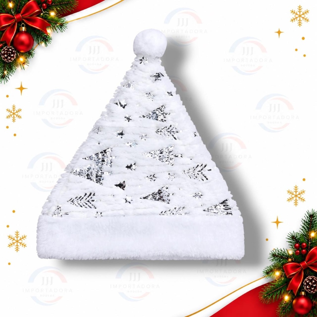 GORRO NAVIDAD BLANCO ESTAMPADO 