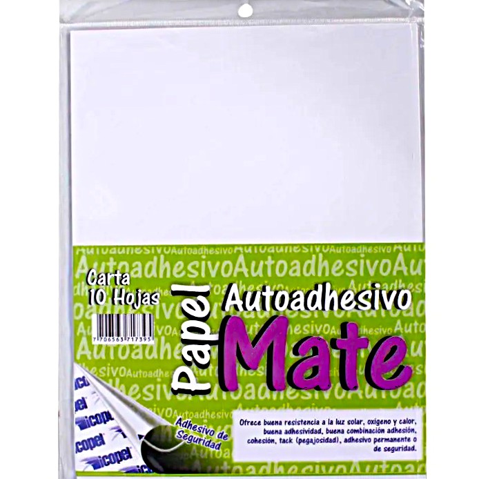 PAPEL ADHESIVO CARTA X10 UND MATE