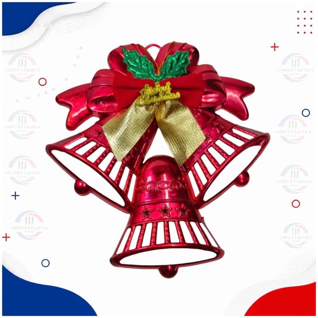 DECORACION NAVIDAD CAMPANA X 3 LETRERO F.N. ROJA