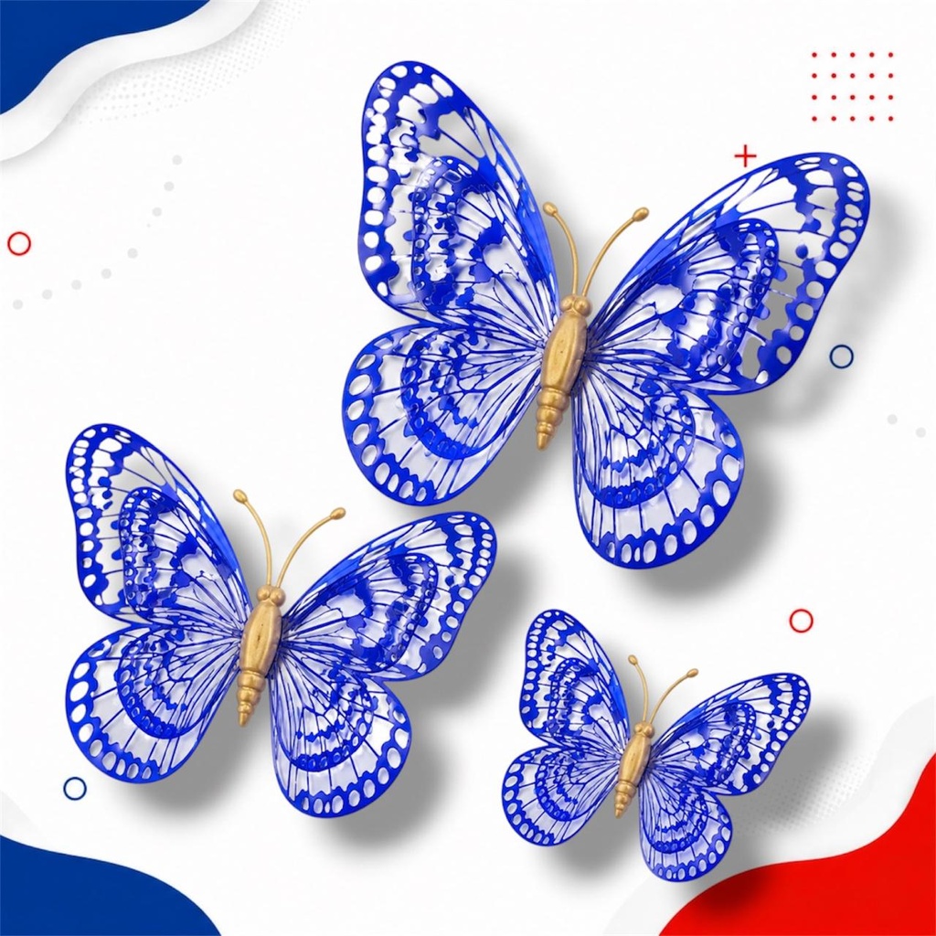 MARIPOSA 3D CON IMAN AZUL X 12 PCS