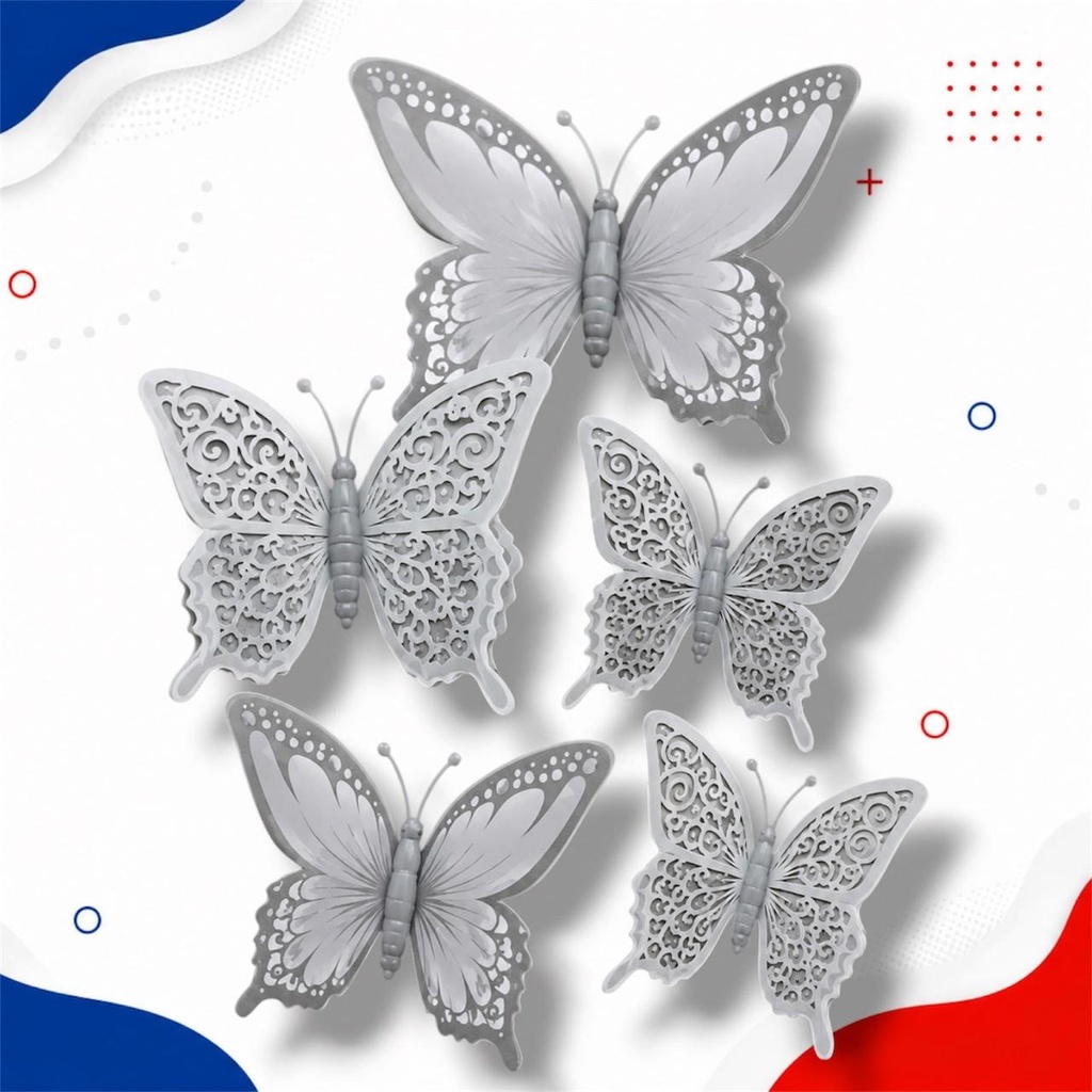 MARIPOSA 3D CON IMAN PLATA