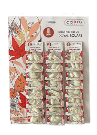 UÑAS ROYAL SQUARE BLANCA CORTA COMPLETA X24pq