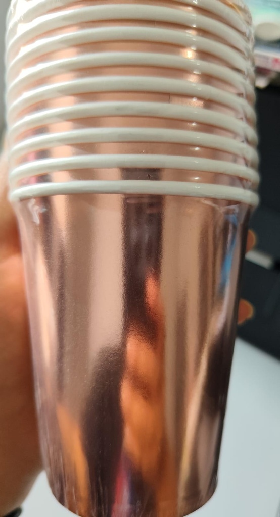 VASOS ORO ROSA X 10und
