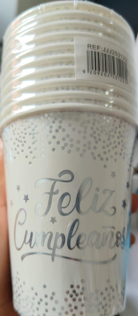 VASOS F. C. PLATEADO CON BLANCO X 10und
