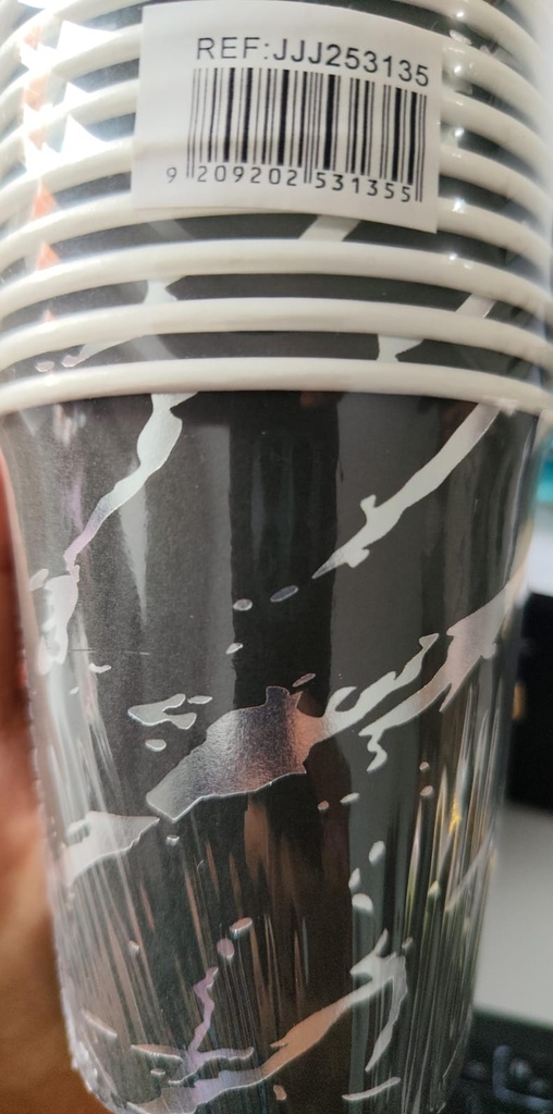 VASOS MARMOL PLATEADO CON NEGRO X 10und 