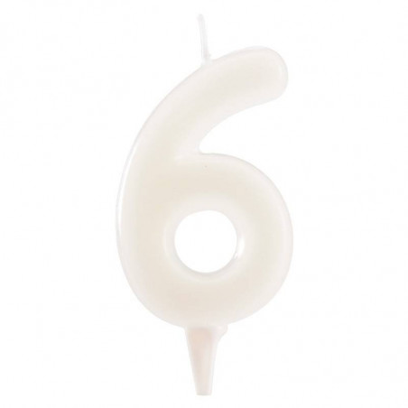 VELA NUMERO BLANCO 6