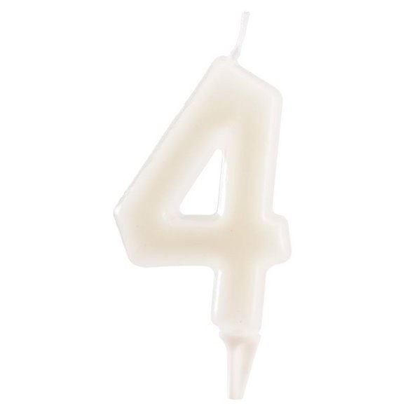 VELA NUMERO BLANCO 4
