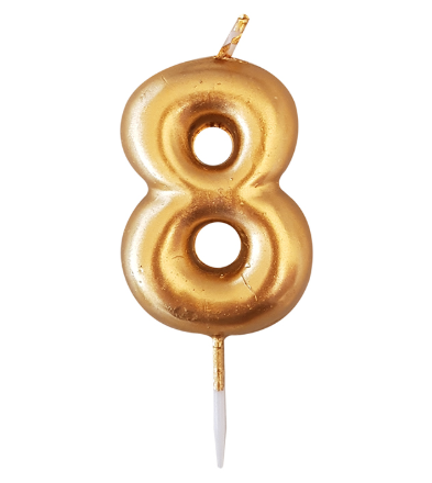 VELA NUMERO DORADO 8