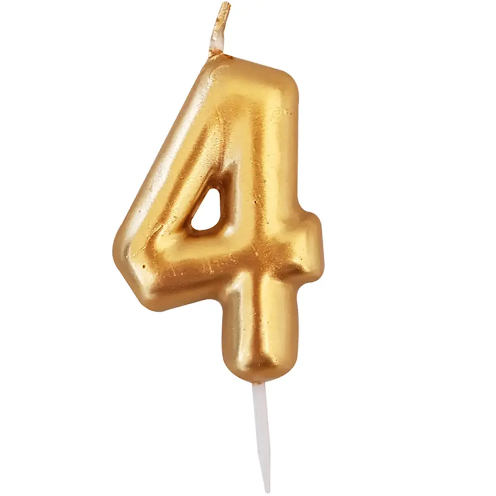 VELA NUMERO DORADO 4