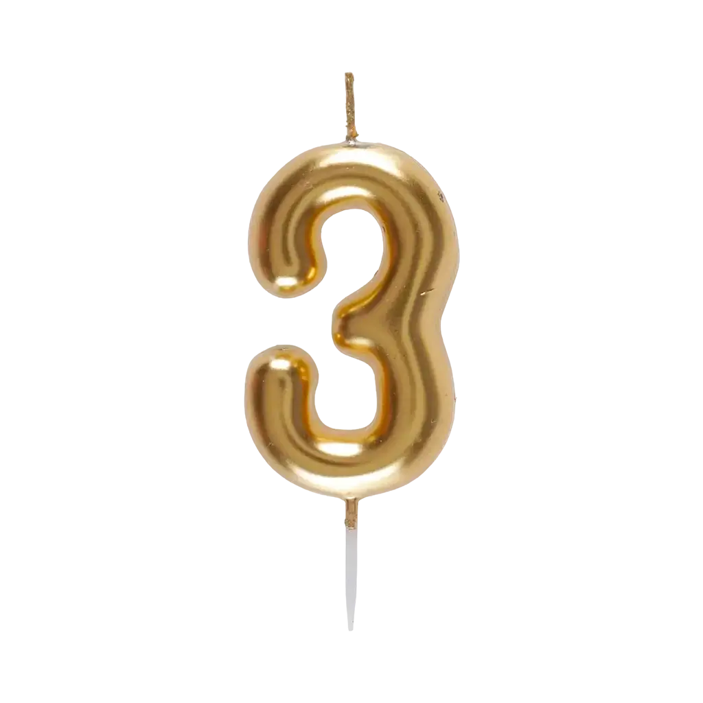 VELA NUMERO DORADO 3