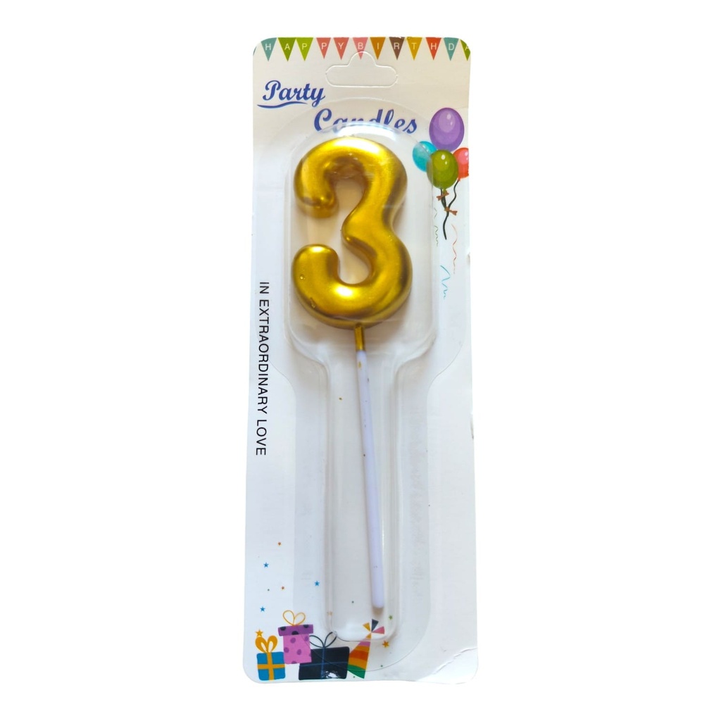 VELA NUMERO DORADA #3