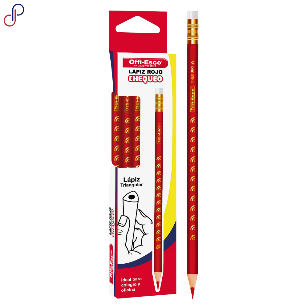 OFFI-ESCO LAPIZ ROJO TRIANGULAR CHEQUEO X12und