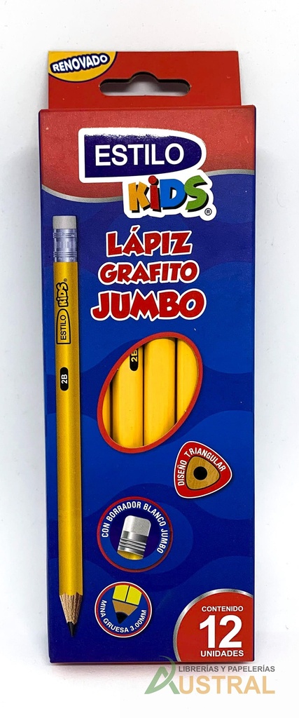 ESTILO KIDS LAPIZ 2B GRAFITO JUMBO CAJA X12und