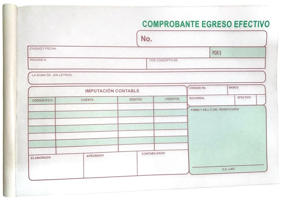 COMPROBANTE DE EGRESO EFECTIVO CIO
