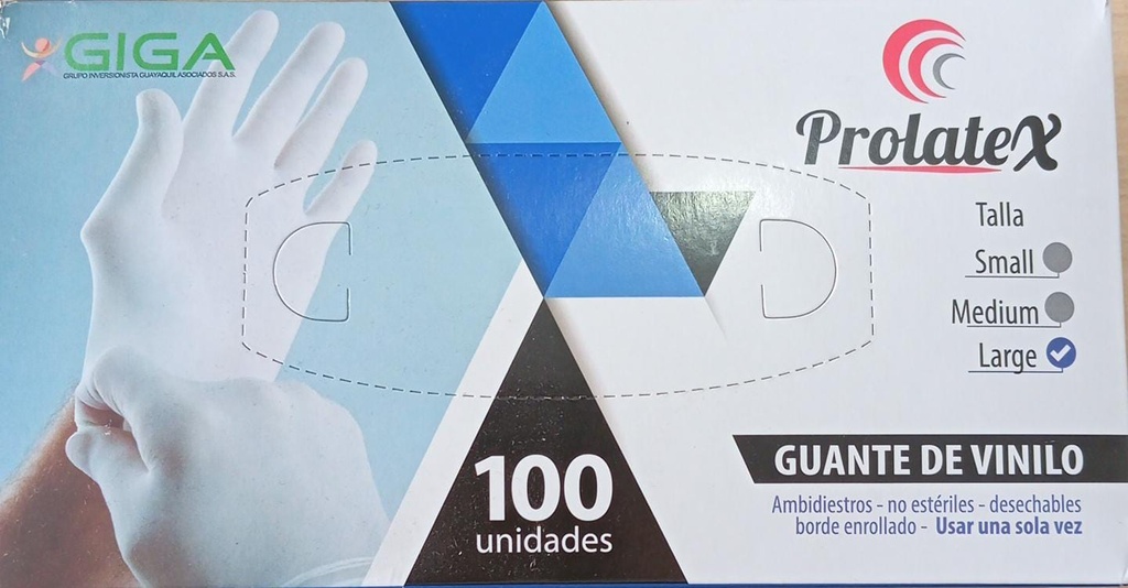 PROLATEX Guante vinilo caja x100und L