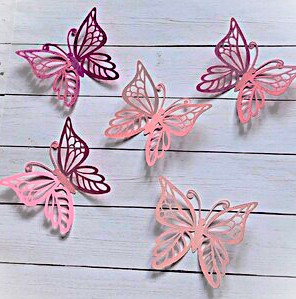 SET DE MARIPOSA MINI ACRILICA 3D FUCSIA