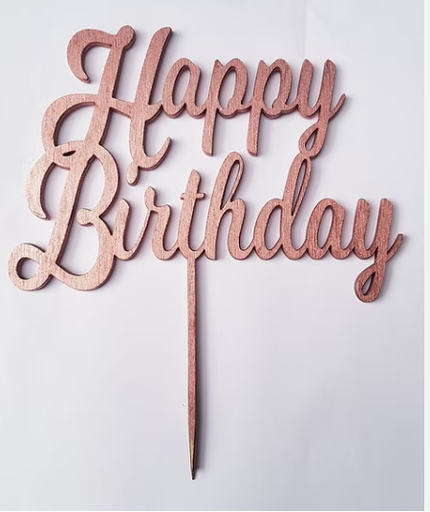 [JJJ253053] TOPPER TORTA PASTEL HAPPY BIRTHDAY PALO ROSA