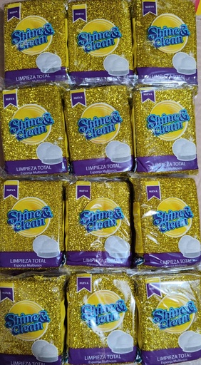 SHINE & CLEAN ESPONJAS X12und (DORADO)