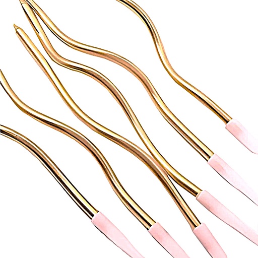 [JJJ251599] VELA CURVA METALIZADA X 12 PCS ORO ROSA