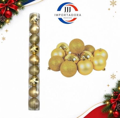 [JJJ260184] BOLA NAVIDAD 8CM X 9PCS DORADA 