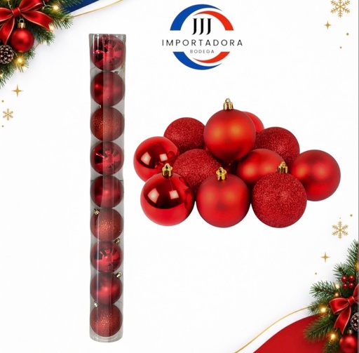 [JJJ260183] BOLA NAVIDAD 8CM X 9PCS ROJA