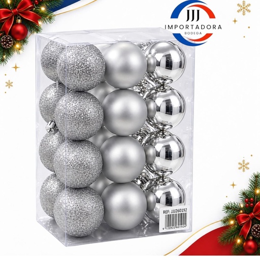 [JJJ260192] BOLA NAVIDAD 6CMX 24PCS PLATEADA