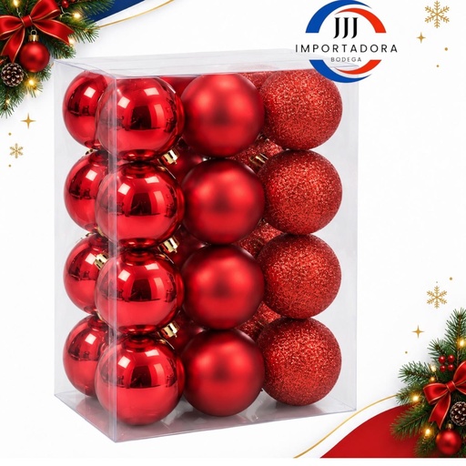[JJJ260191] BOLA NAVIDAD 6CMX 24PCS ROJO