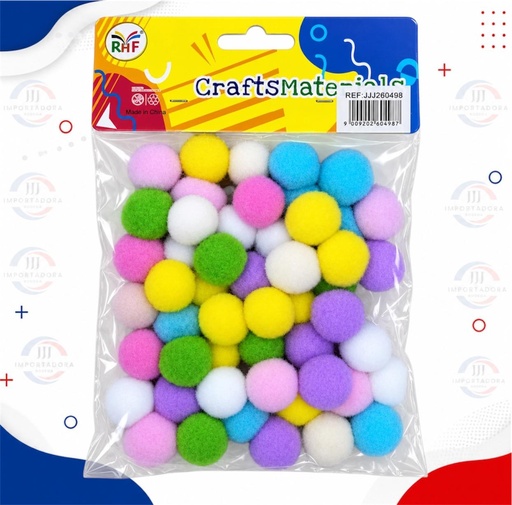 [JJJ260498] POMPOM PEQUEÑO COLOR PASTEL 2cm X50und