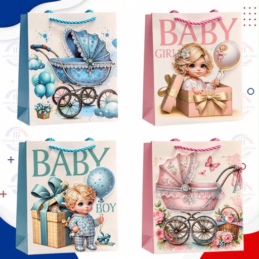 [FD1474L/JJJ260523] BOLSA DE REGALO 3D T.L  40*30*12CM BEBE C-R