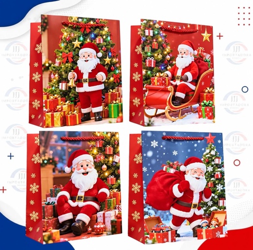 [FD6053M/JJJ260528] BOLSA DE REGALO 3D T.M 32*26*10CM PAPA NOEL