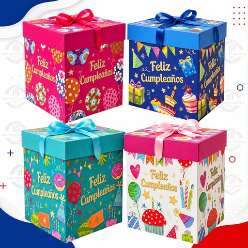 [7019L/JJJ260541-L] CAJA REGALO GRANDE 22*22*22CM FELIZ CUMPLEAÑOS