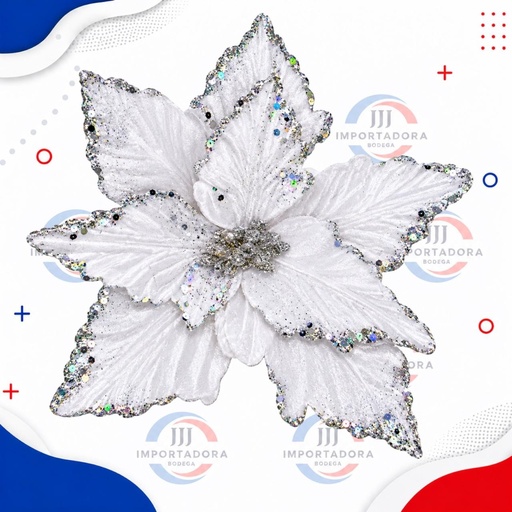 [JJJ260377] FLOR NAVIDAD BLANCO 24 CM    