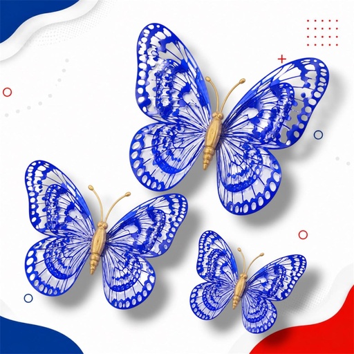 [JJJ253164] MARIPOSA 3D CON IMAN AZUL X 12 PCS