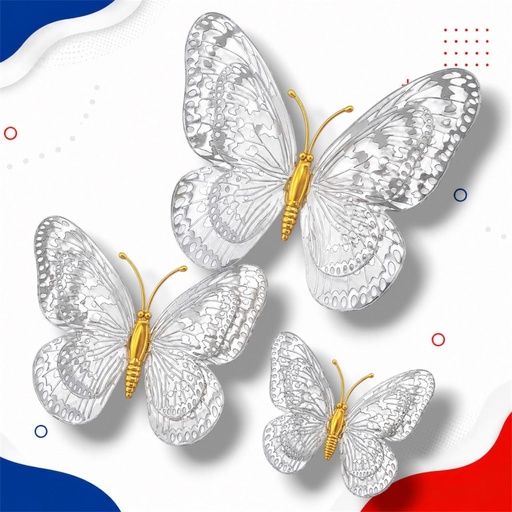 [JJJ253164] MARIPOSA 3D CON IMAN PLATA X 12 PCS
