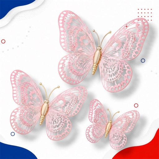 [JJJ253164] MARIPOSA 3D CON IMAN PALO ROSA X 12 PCS